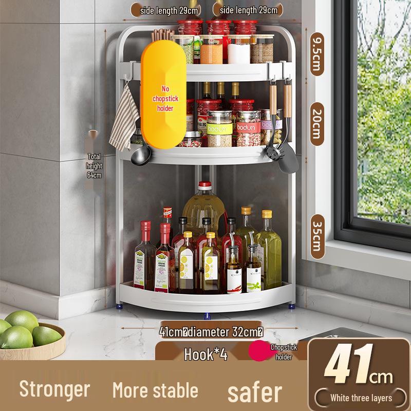 Corner Kitchen Rack: Multi-functional Triangle Knife Holder & Seasoning Jar Storage Organizer.