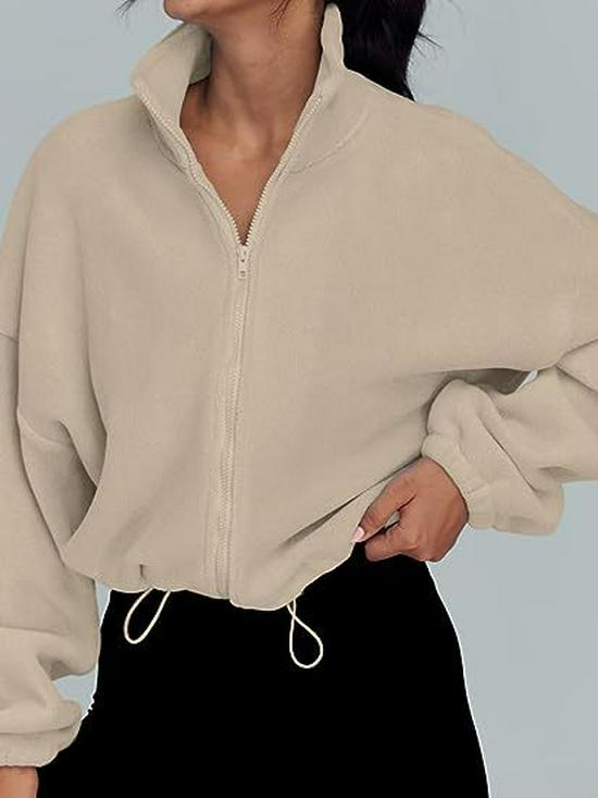2025 European & American Women's Fleece-Lined Stand-Up Collar Sports Jacket