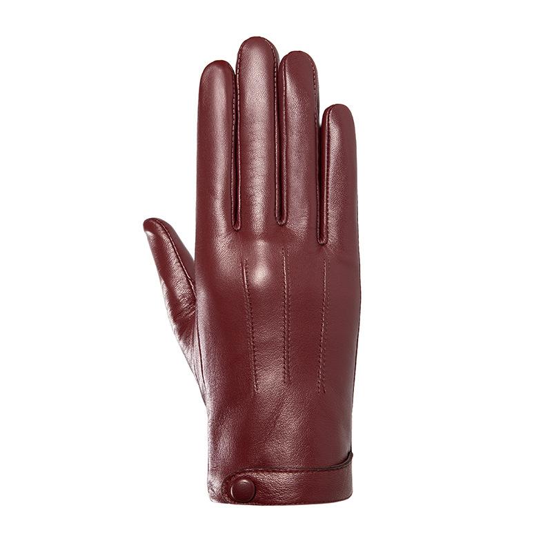 Leather Gloves Women'S Wintersheepskin Manicure Touch Screen With Velvet Thickened Cold And Warm Driving Short Riding Gloves