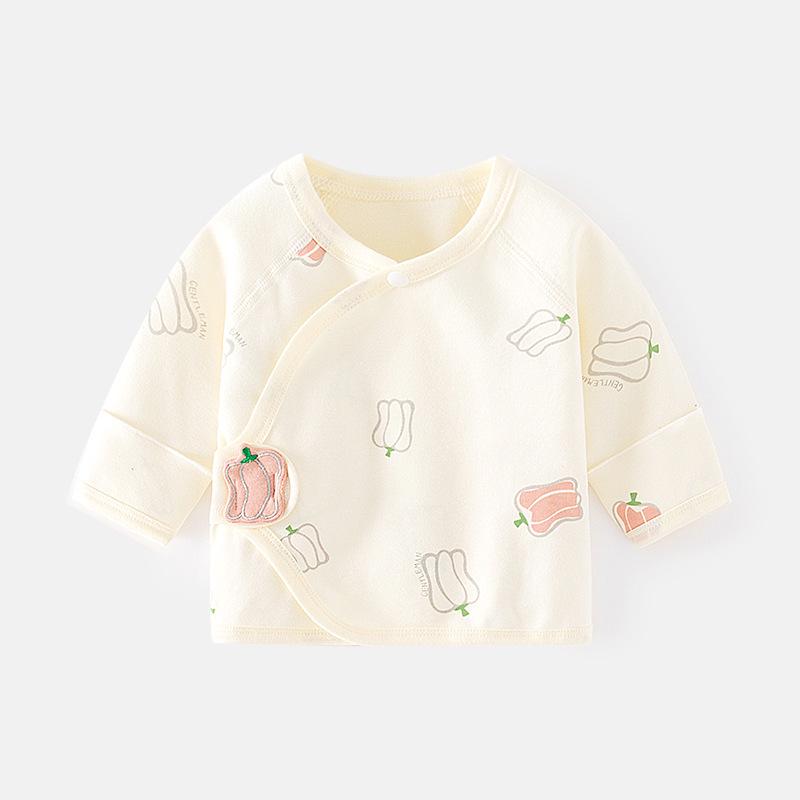Newborn Boneless Pure Cotton Velcro Half-Back Pajamas - Spring/Autumn Style Baby Top