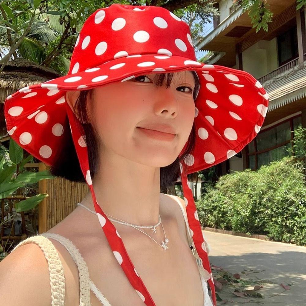 Lace Women Fisherman Hat Red Bucket Hat Fashion Summer Sun Hat  Beach