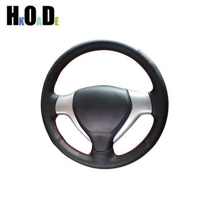 Auto-Lenkradabdeckung für Honda Jazz Fit 2005 2006 2007 2008 DIY Handstich Schwarz PU Mikrofaserleder