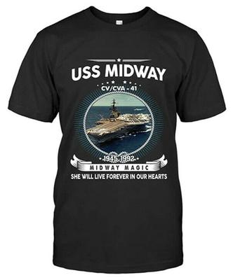 Uss Midway Cv 41 Στυλ Περήφανος Βετεράνος Ναυτικού Μπλούζα Πλοίο του Πολεμικού Ναυτικού των ΗΠΑ Μπλουζάκι