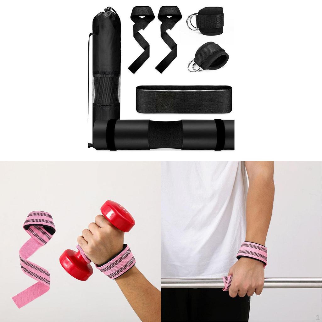 Barbell Squat Pad Set Non Slip Bar Cushion for Lunges Workout Weight Lifting Black