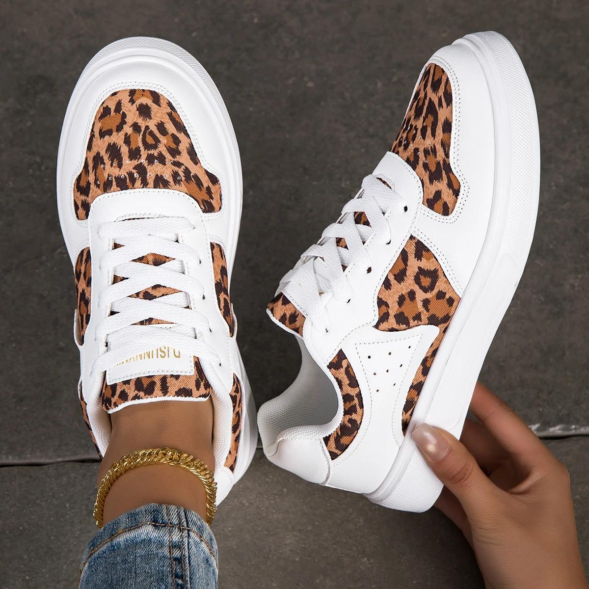 DJSUNNYMIX Women s Sneakers Leopard Print Casual Shoes Outdoor Vulcanized Shoes Running Shoe Platform Women Shoes 36