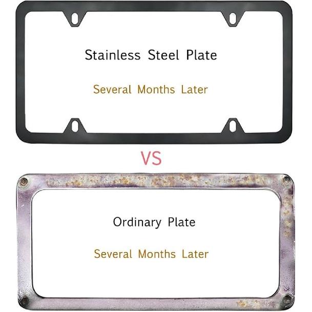 Indeed BUY License Plate Frames Black, 2 Pcs 4 Holes Car Licenses Plate Covers Stainless Steel Holders Frame For Plates With Screw Caps.