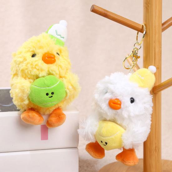 Baseball Duck Keychain Couples Plush Toy for Bags Backpacks Soft Stuffed Animal Keyring