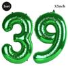 32 Inch Green Number Foil Balloons 0-9 Jungle Safari Theme Soccer Party Decor Kid Boy 1st Birthday Dinosaur Baby Shower Supplies