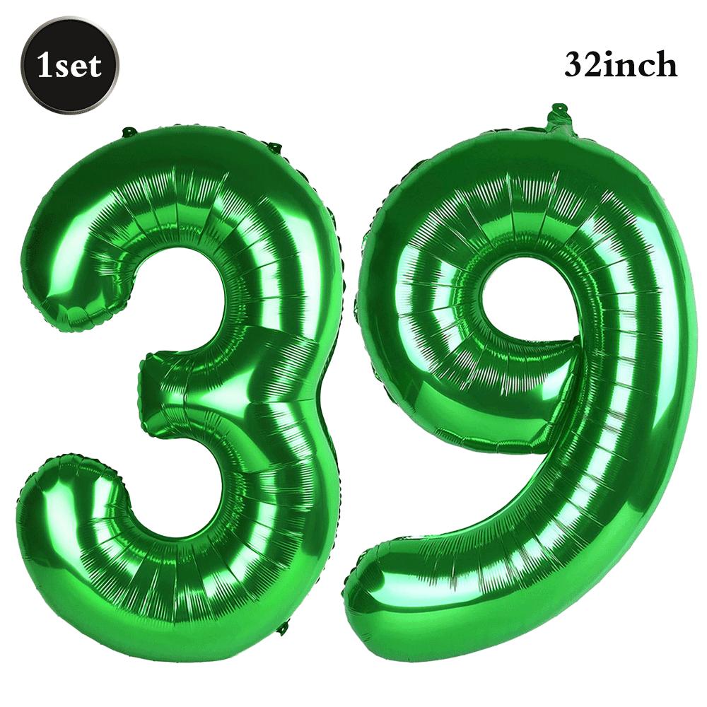 32 Inch Green Number Foil Balloons 0-9 Jungle Safari Theme Soccer Party Decor Kid Boy 1st Birthday Dinosaur Baby Shower Supplies