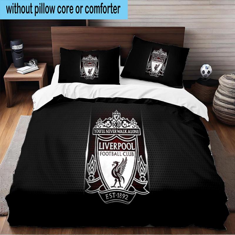 Liver-pool Crest 3PCS Print Bedding Set, Includes A Duvet Cover and Two Pillowcases for Bedroom, Dormitory, Suitable for All Seasons