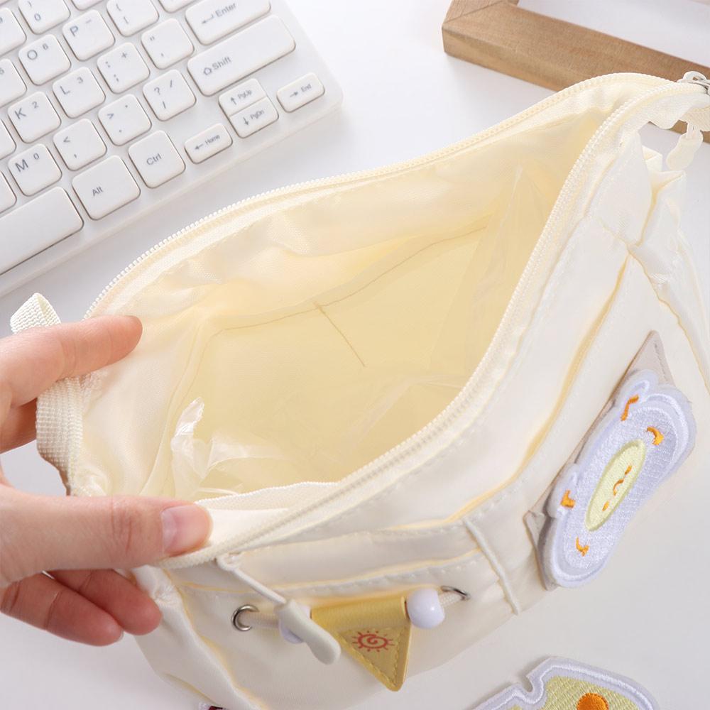 Aesthetic Embroidered Patch Pencil Case Organizer Stationery Storage Bag  School Office