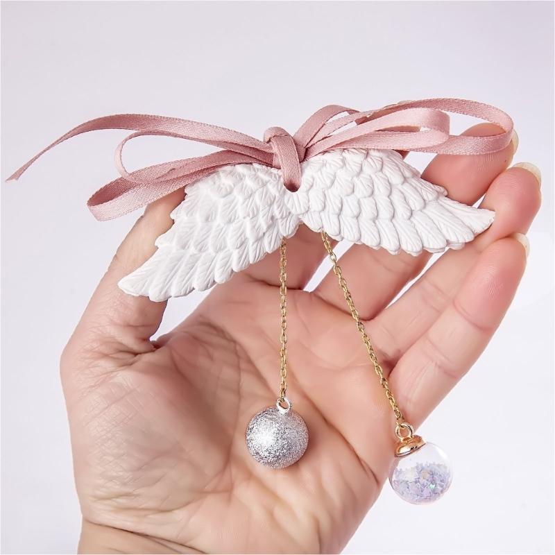 Delicate Angel Wing Design Vehicle Hanging Art User Friendly Gypsum Sculpture Small Car Interior Decoration Piece