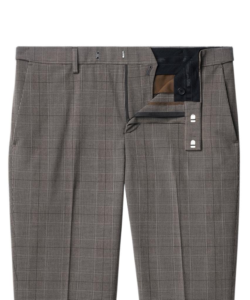 MUSINSA STANDARD Glen Check Tapered Hidden Banding Crop Slacks [Dark Beige]