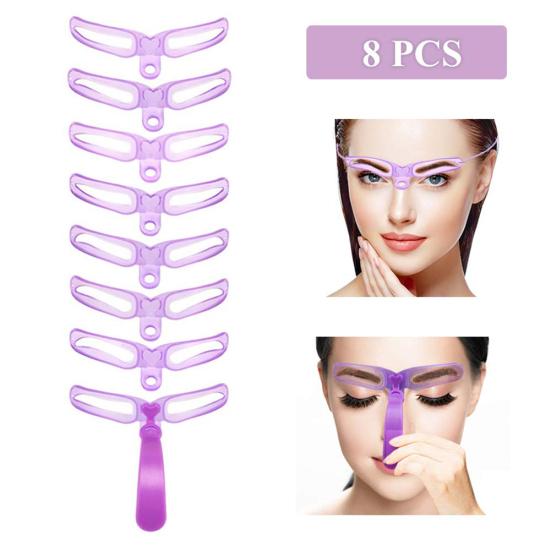 8Pcs Eyebrow Stencils Brow Rulers Professional Grooming Drawing Card Guides