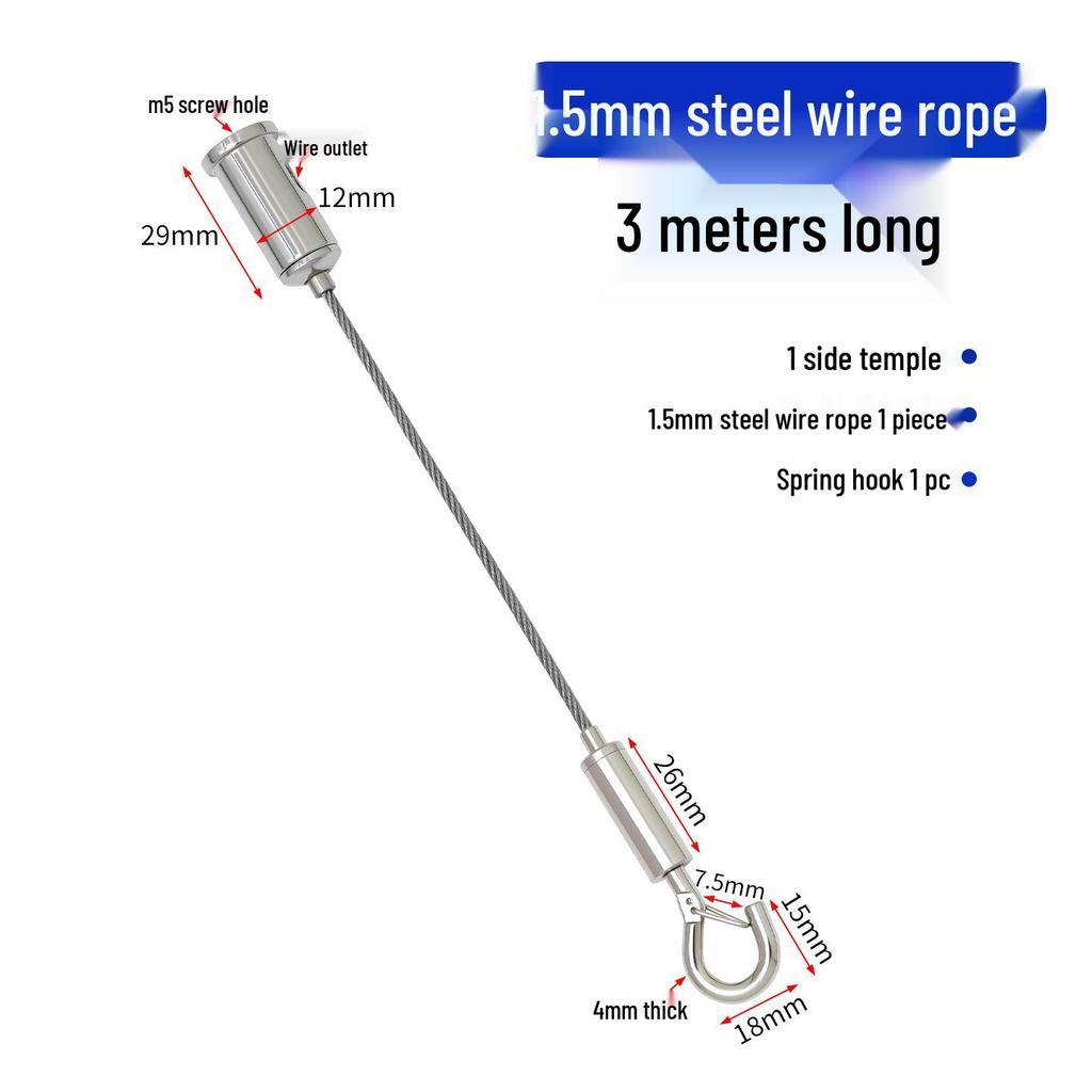 Adjustable Steel Wire Rope Hanging Kit with Chandelier Lock and Buckle
