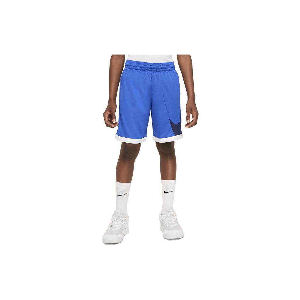 Nike Dri-FIT Logo Patchwork Elastic Waist Loose Basketball Shorts Kids Shorts Blue DM8186-480