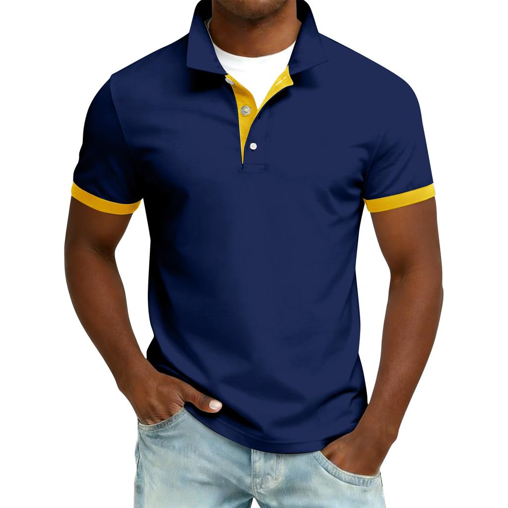 Men's Summer Button Lapel Loose Short Sleeve Top Men's Casual Fashion Top