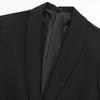 Women Fashion Satin Black with Feather Blazer Jacket Vintage Notched Neck Single Button Long Sleeves Female Outfits