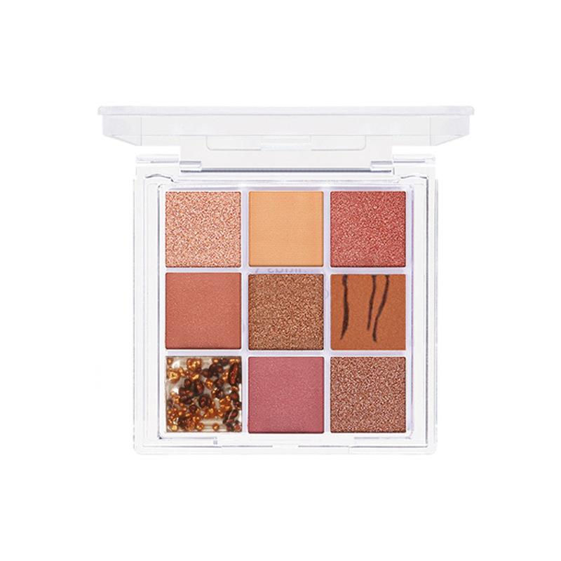 Knusprig duftende Reis-Lidschatten-Palette in neun Farben, schimmernder Glitzer, glitzernd, wasserfest, kein Make-up-Entfernen, erdige Farbe, täglich hochkarätig