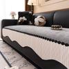 1pc Crinkle Velvet Contrast Hem Sofa Cover Unique Curved Shape Sofa Towel Anti-Slip Slipcovers for Living Room Couch Protector