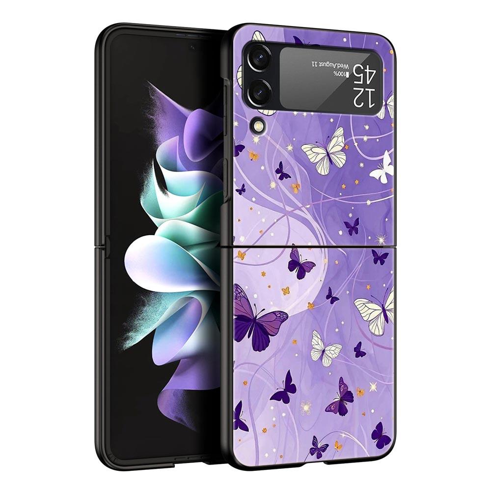 Handyhülle für Samsung Galaxy Z Flip 3 4 5 6 7 Faltbar Für Samsung Z Flip4 Flip5 PC Hartschalenhülle Stilvolles Design mit Blumenmuster