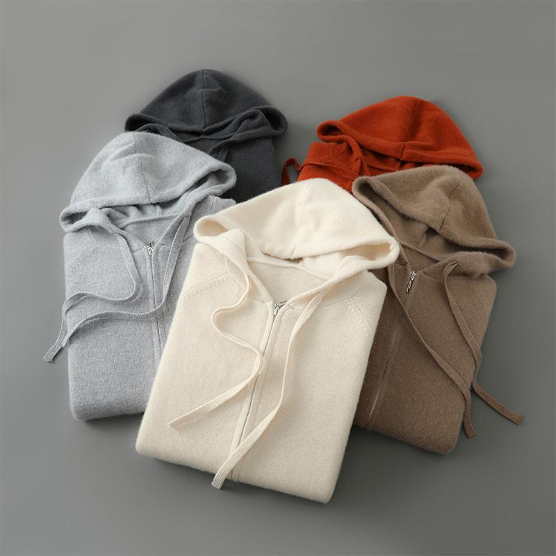 

New Autumn and Winter Loose Knitted Jacket Sweater Hooded Casual Wool Cardigan Men S