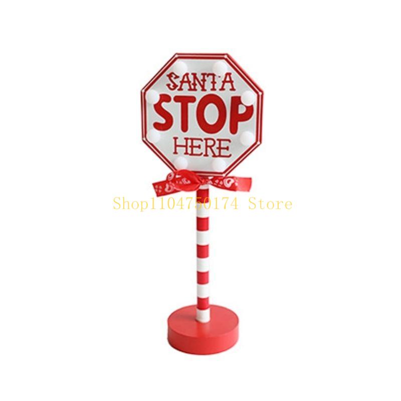 Outdoor Christmas Decoration Sign Lights Santa Stop Here Sign Pathways Lamps top sale