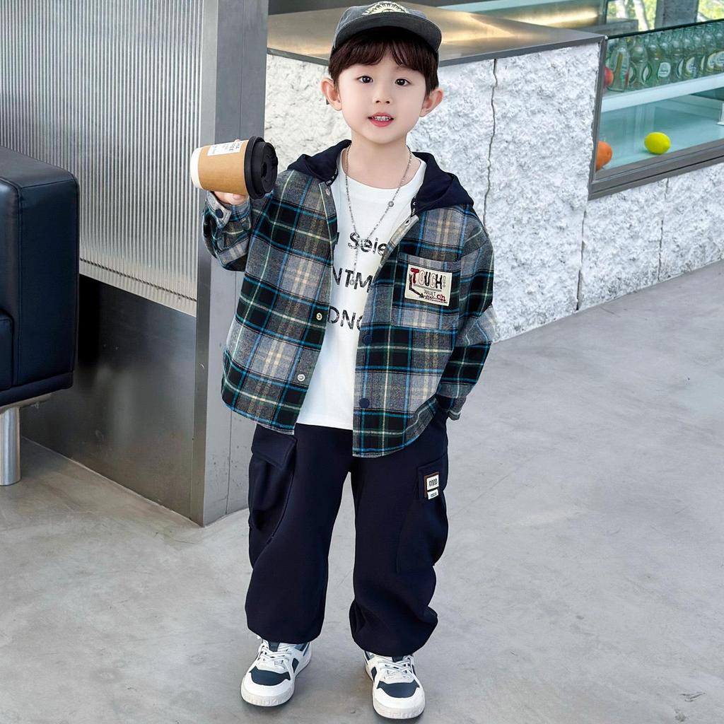 Boys' 2025 Stylish Autumn Three-Piece Set: Cool Shirt, Fashionable Clothes for Spring and Autumn