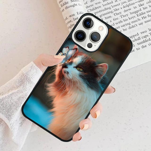 Cute Cat Animal Phone Case For iPhone 17 Air 15 16 Cover  11 13 14 Pro Max 12 Plus Max Fundas