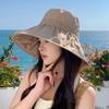 Drawstring Fisherman's Hat Children Spring and Summer Big Edge UV Protection Sun Hat Outdoor Beach Breathable Hat