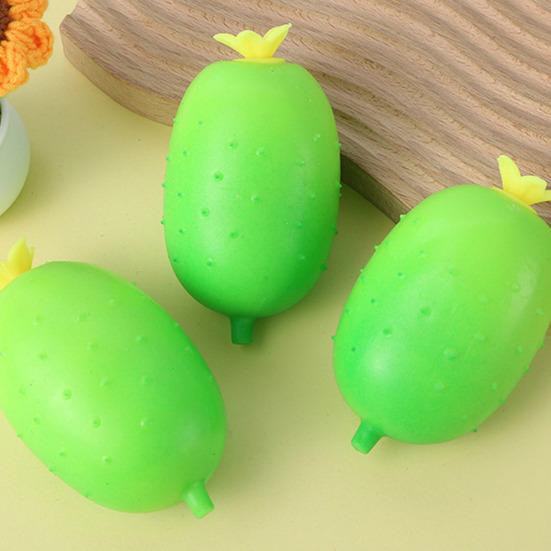 Stress Relief Simulation Cucumber Toy Anti-Anxiety Cartoon Watermelon Squeeze Toy Stretchy Vegetable Fidget Sensory Toy Office Worker Gift