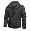 Autumn and Winter Men's Removable Hooded Washed Fleece Thickened Jacket Large Size Air Force Jacket
