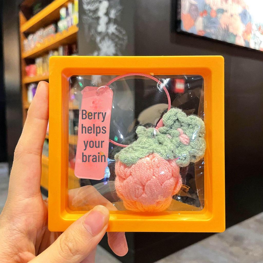 Hand-Woven Wool Crochet Persimmon Peanut Keychain Pendant