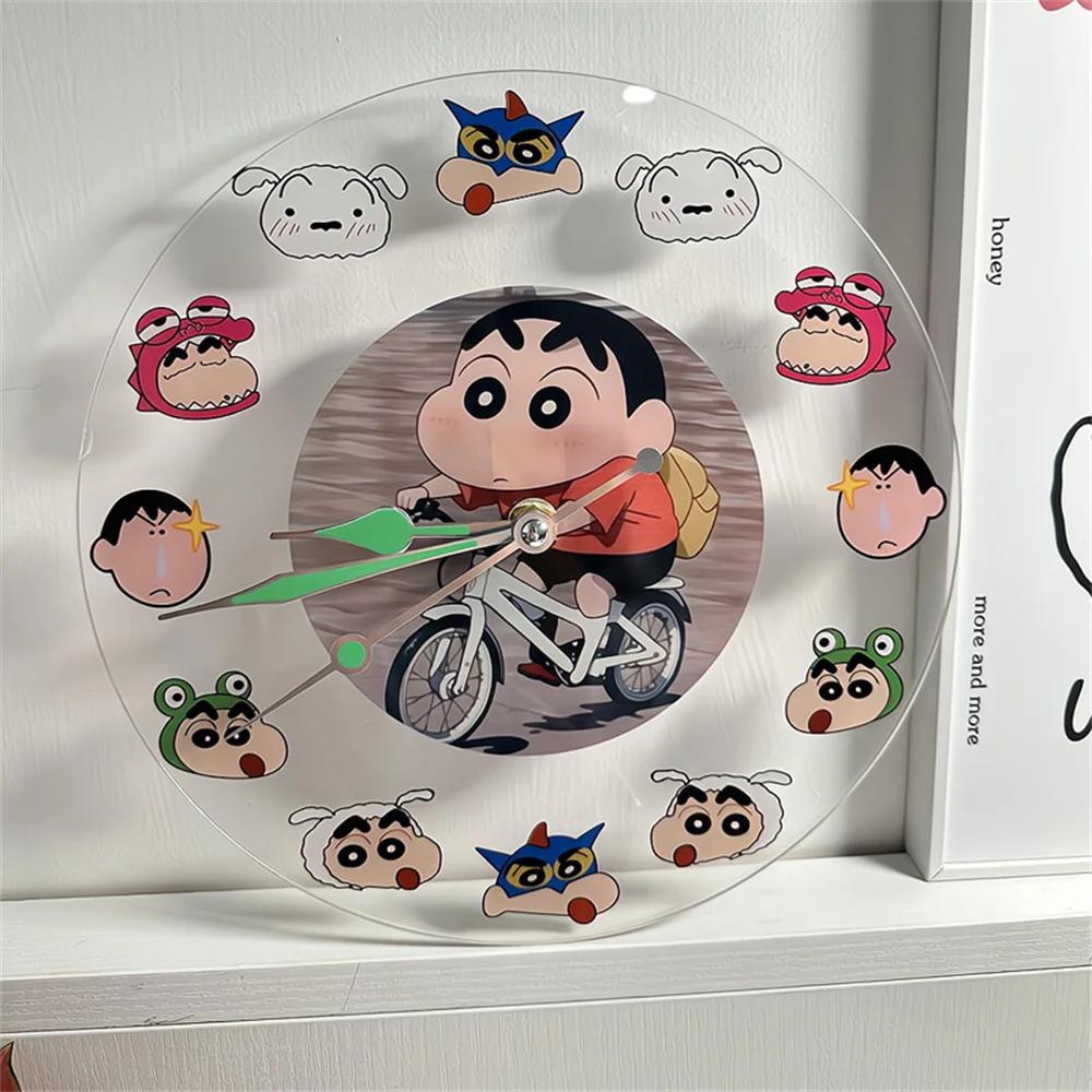 New Kawaii Anime Crayon Shin-Chan Acrylic Clock Cute Creative Simple Desktop Wall Hanging Clocks Best Beauty Gifts