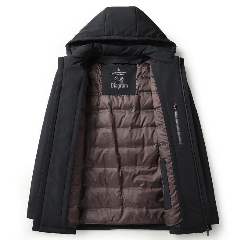 S611 Men's Thick Hooded Winter Down Jacket with Removable Liner