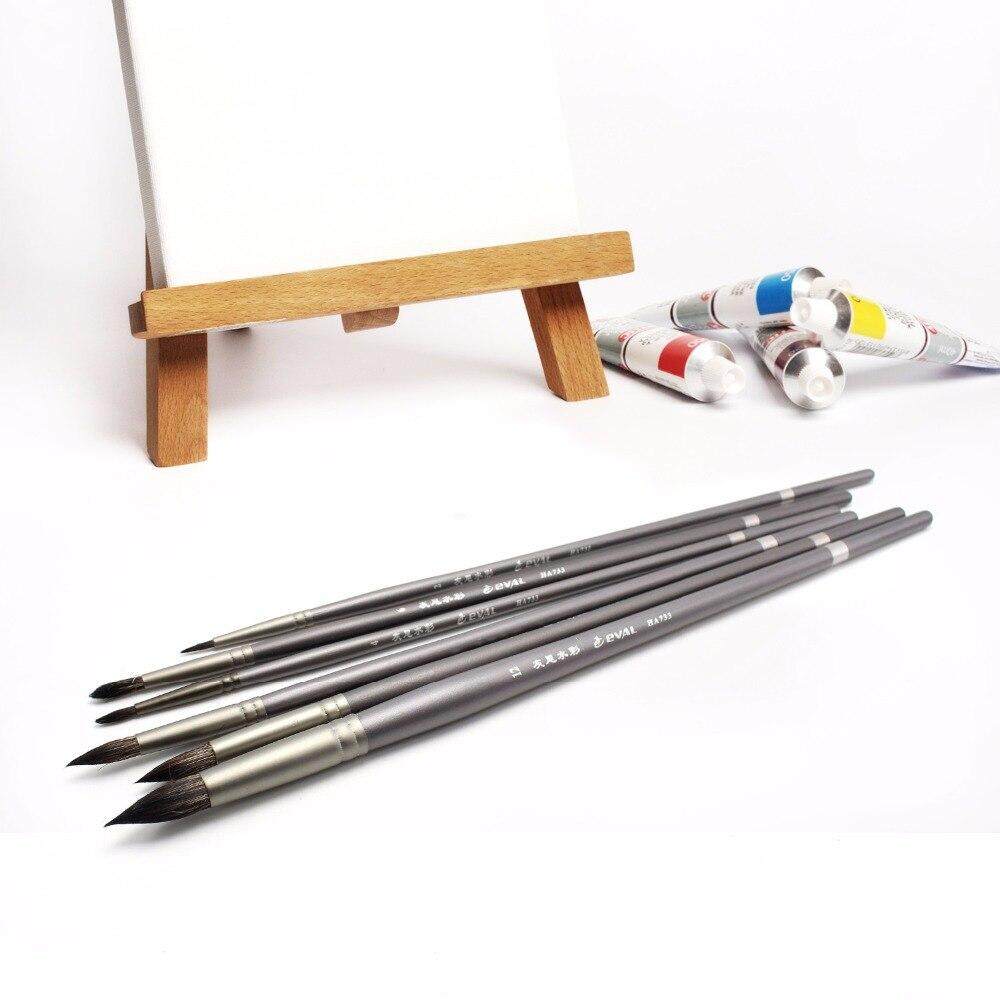 JOWOART 6 Pcs Artist's Paint Brush Gouache Brushes Hair Squirrel Round Brush for Watercolor Oil Acrylic Art School Supplies Material6 Pc