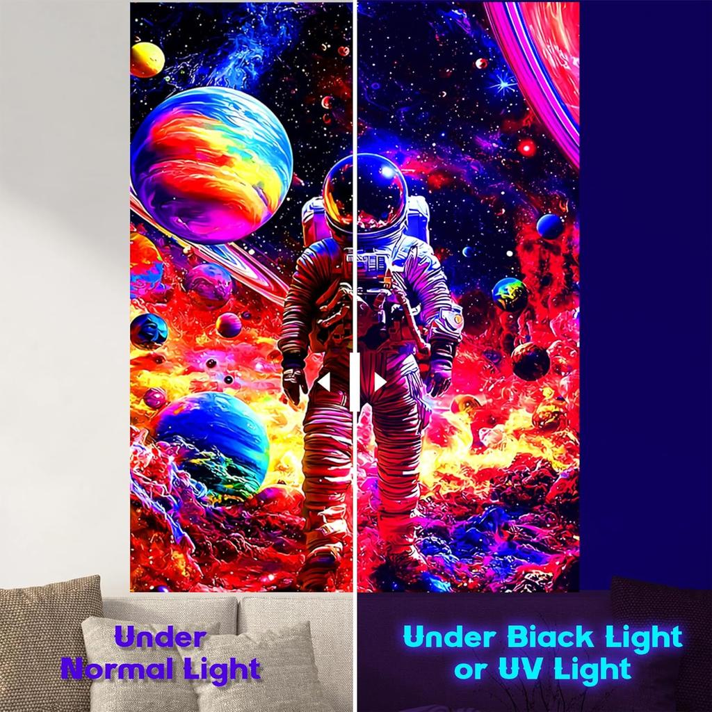 NYZE Astronaut Space Tapestry for Bedroom, Glow In the Dark Room Decor Wall Tapestries, Cool Galaxy Planet Wall Hanging, Wall Ha