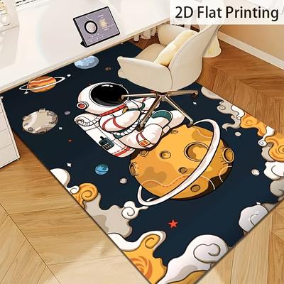 2D Astronaut Pattern Sponge Floor Mat, Non-Slip Wear-Resistant Rug for Kitchen, Living Room, Bedroom, Balcony, Home Decor