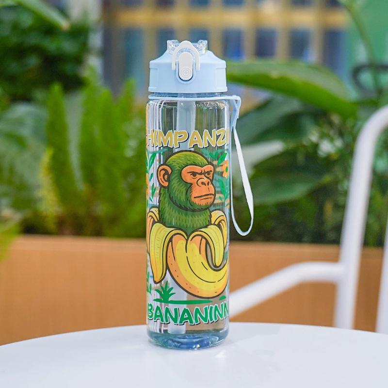 750ml Cartoon Straw Cup Water Cup Leak-proof Convenient To Carry Suitable For Sports Outdoors Gym Large Capacity Cute Plastic Water Cup