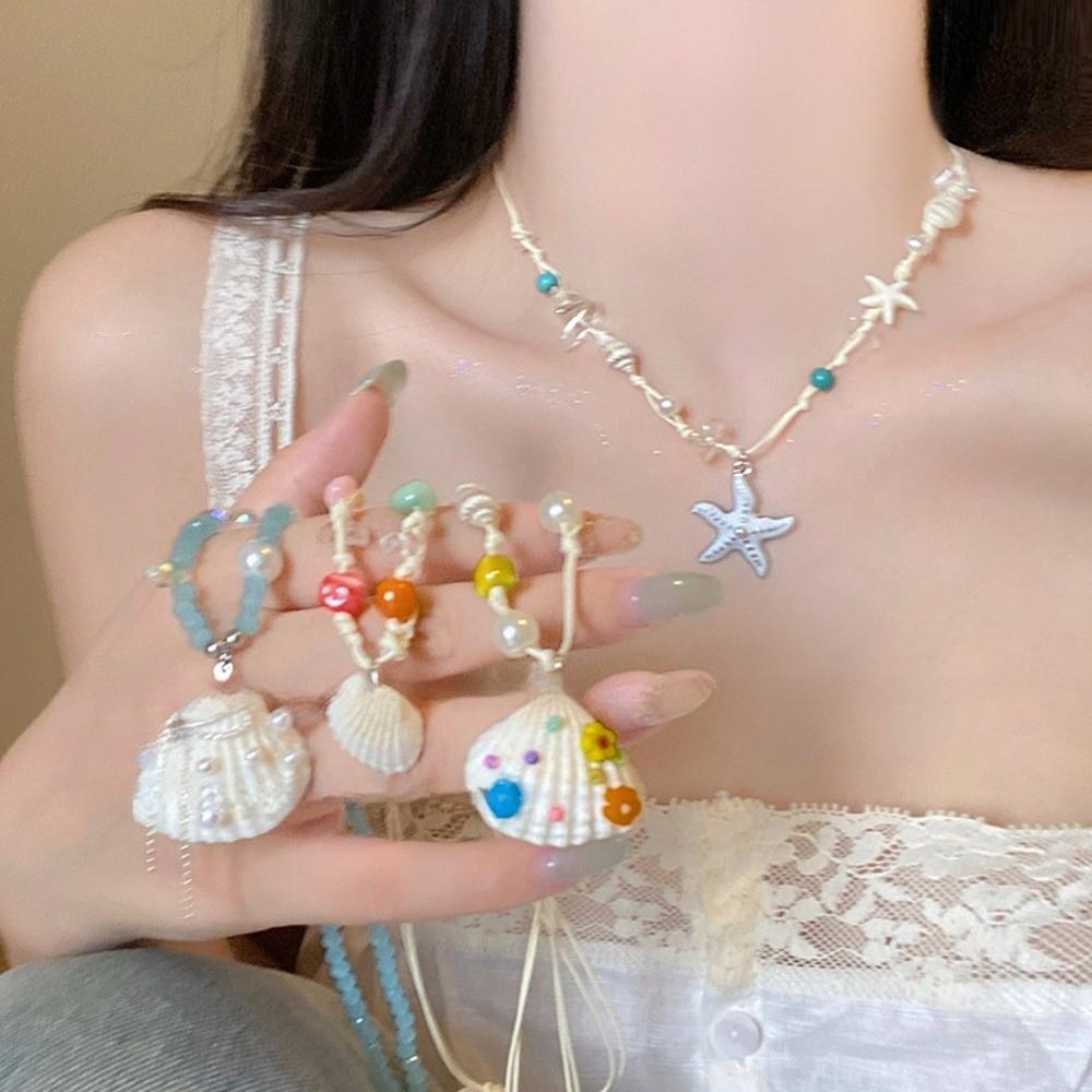 Pearl Shell Starfish Necklace Summer Sea Series Starfish Beach Neck Chain  Vacation