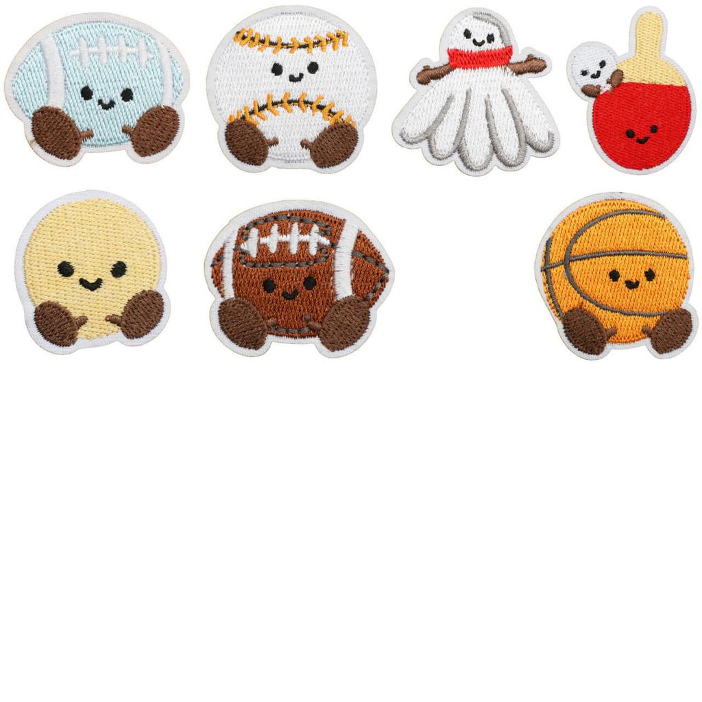 14pcs Sports Themed DIY Embroidered Iron On Patches,Football Basketball Cartoon Appliques for Jacket Backpack Hat Bag Decoration
