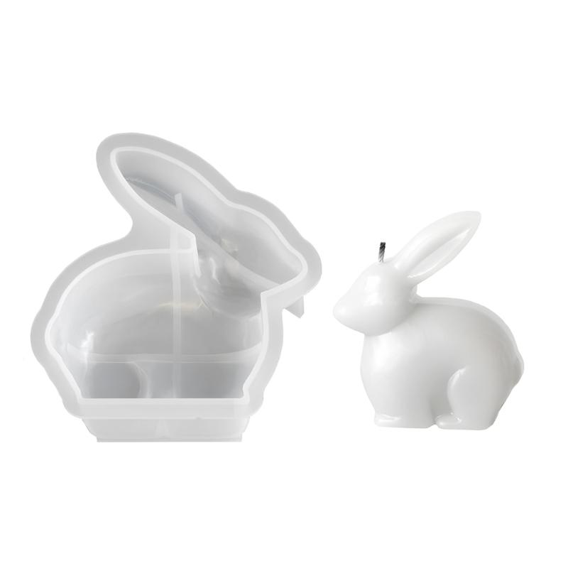 Easter Hare Silicone Candle Molds Heat Resistant Silicone Mould for Making Candle Soap Epoxy Resin Festival Decoration