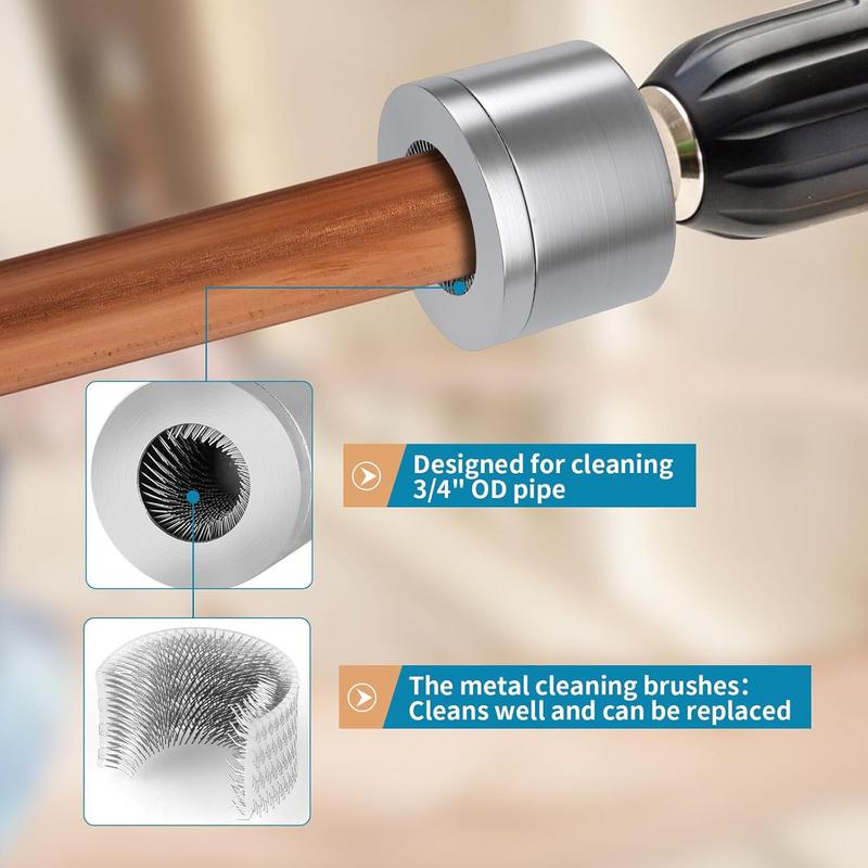 Pipe Cleaning Brush 15/22mm Reusable Full-Metal Tube Cleaning Brush Electric Drill Accessories Rust Removal For Copper Pipe