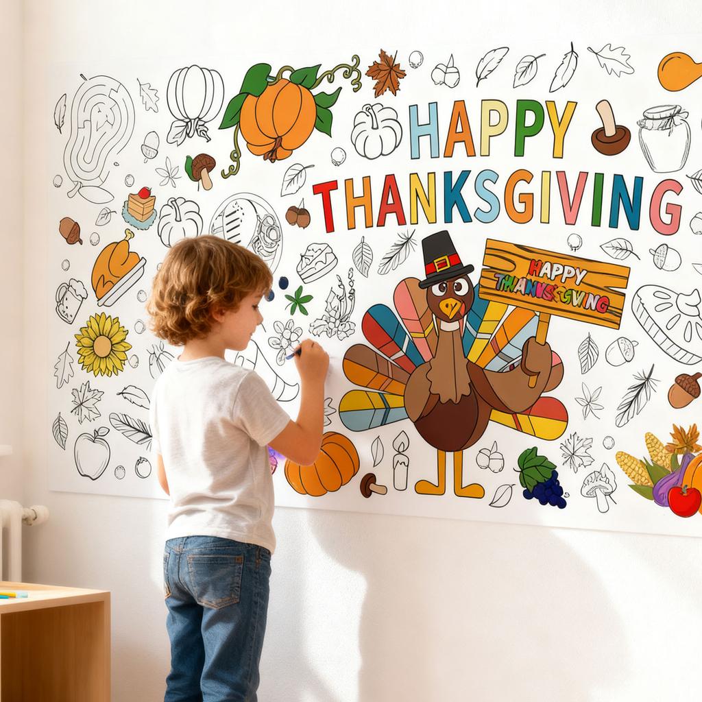 Thanksgiving Decorative Tablecloth, Waterproof, Graffiti-proof