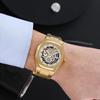 Modische Skelett-Uhr für Herren  Schmetterlingsschließe Herrenuhr  Durchsichtiger Boden Quarzuhr