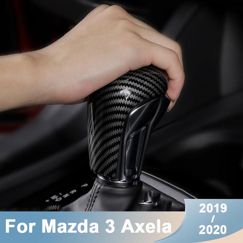 Carbon Fibe Car Gear Head Shift Knob Cover Gear Shift Handle Trim Sticker For Mazda 3 Axela CX-30 CX30   Accessories