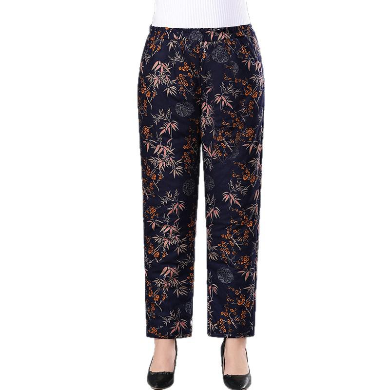 Women’s Plus Size High-Waist Fleece-Lined Cotton Pants for Winter