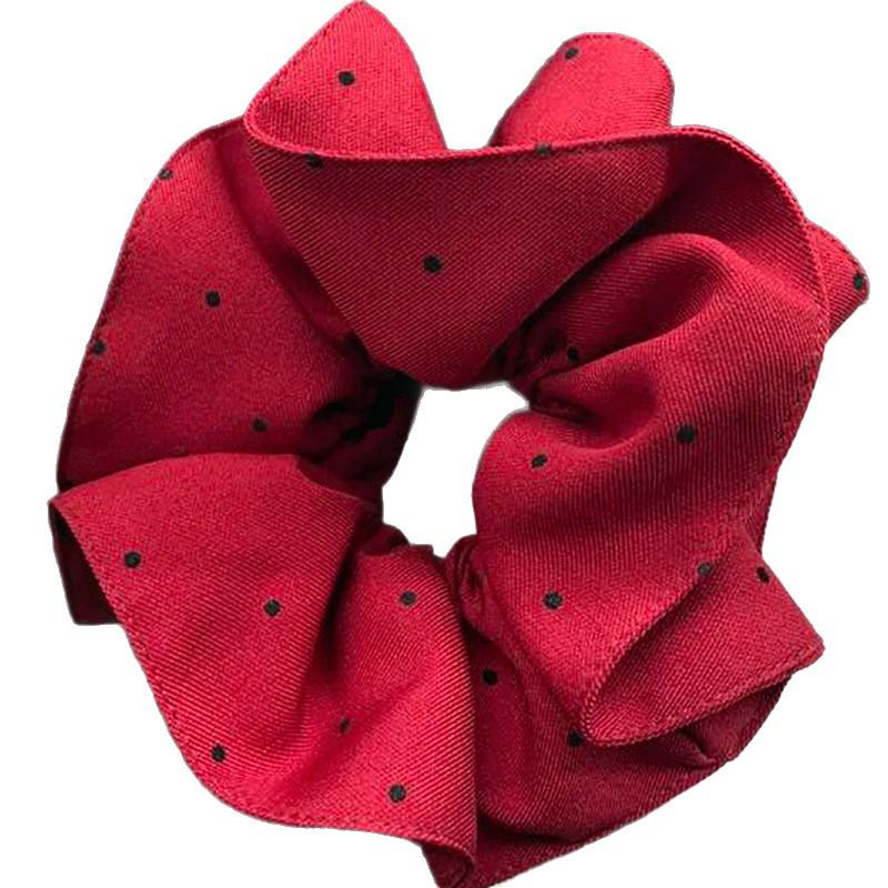 High-Elastic Korean-Style Red Polka Dot Scrunchie Hair Accessory 2025.