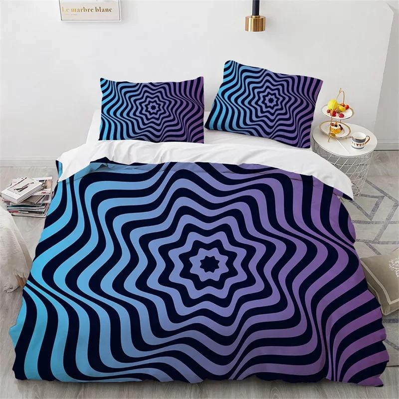 Abstract Geometric Duvet Cover Queen Psychedelic Spiral Swirl Bedding Set Microfiber Quilt Cover For Kids Teen Girls Room Decor
