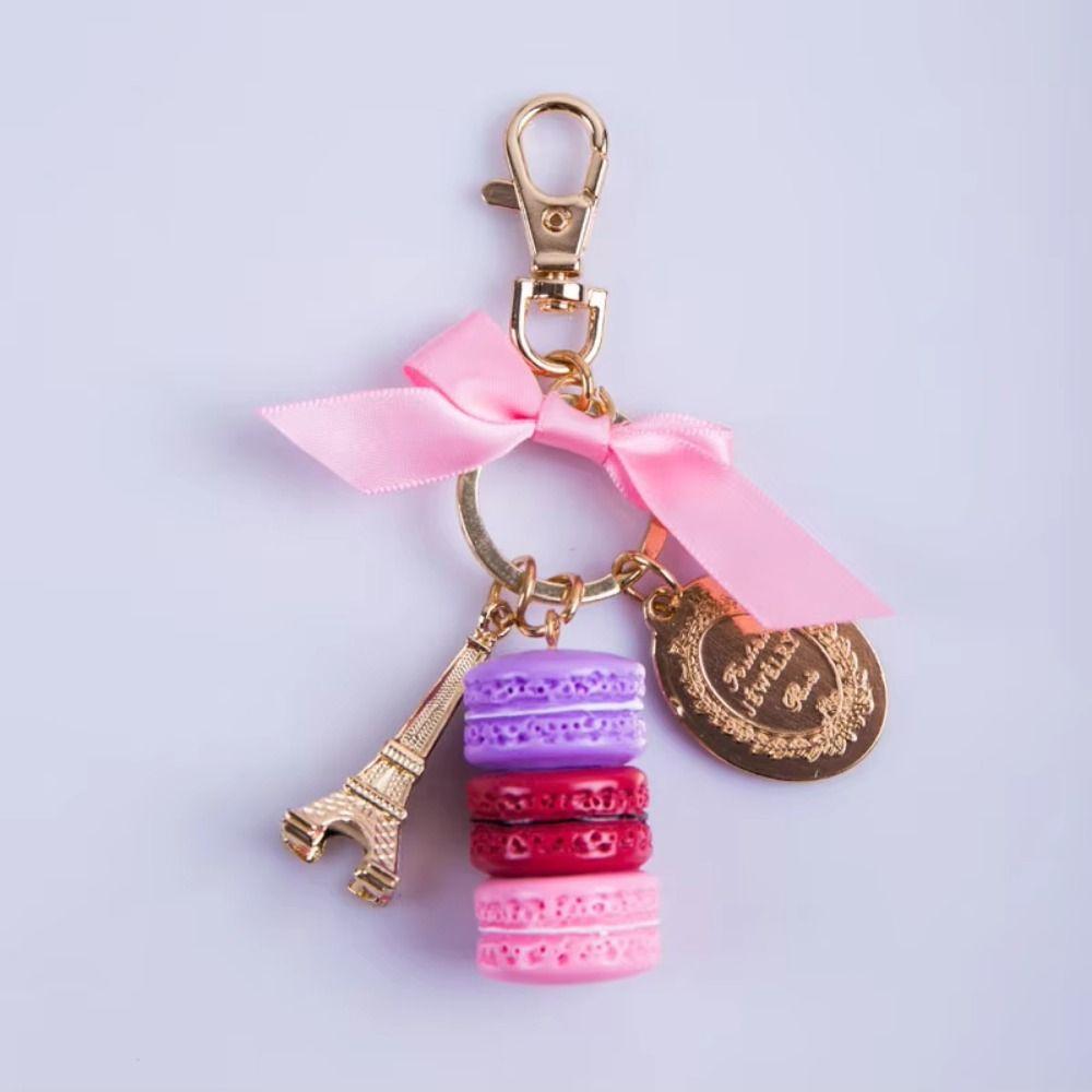 Bag Charm Macaron Cake Pendant Zinc Zinc Alloy Bowknot Macaron Key Ring  Purse Handbag